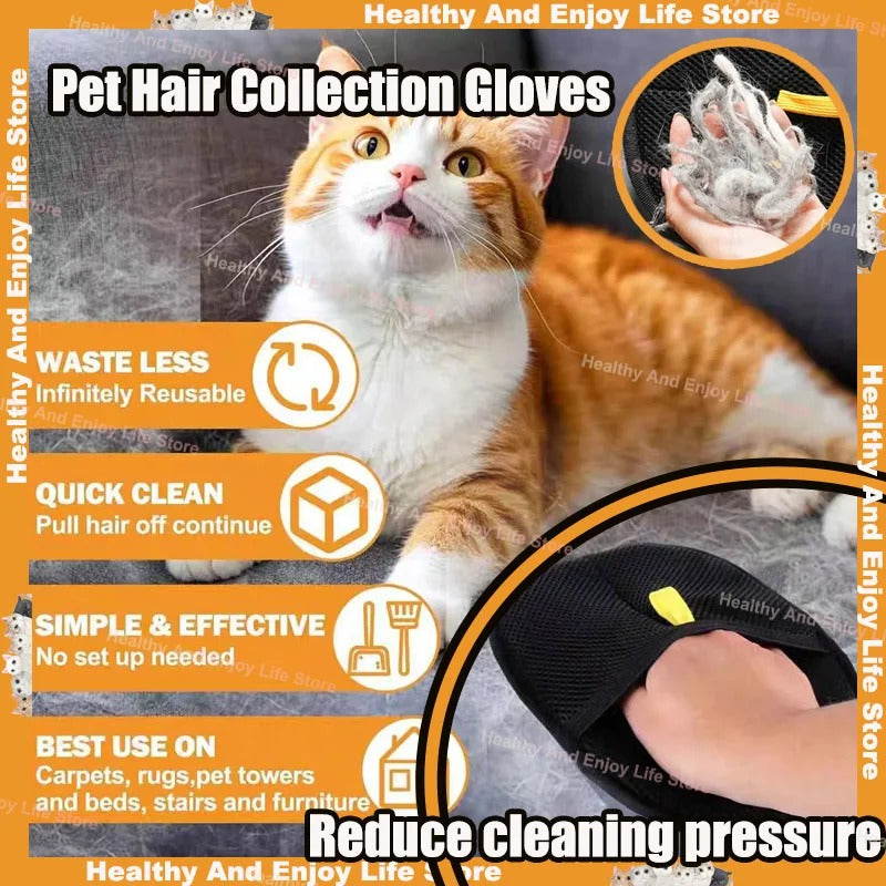 Pet hair cleaning gloves